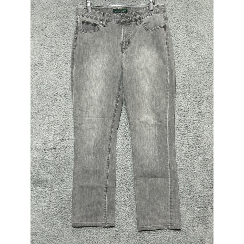 Ralph Lauren Classic Straight Womens 8 Jeans 33X29.5 Gray Wash Preppy Old Money